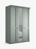 John Lewis Marlow 150cm Mirrored Hinged Wardrobe, Sage Green