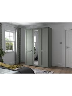 John Lewis Marlow 150cm Mirrored Hinged Wardrobe - view 2, Sage Green
