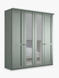 John Lewis Marlow 200cm Mirrored Hinged Wardrobe, Sage Green