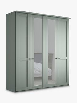 John Lewis Marlow 200cm Mirrored Hinged Wardrobe, Sage Green