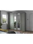 John Lewis Marlow 200cm Mirrored Hinged Wardrobe, Sage Green