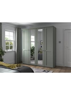 John Lewis Marlow 200cm Mirrored Hinged Wardrobe - view 2, Sage Green