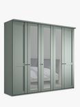 John Lewis Marlow 250cm Mirrored Hinged Wardrobe, Sage Green