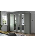 John Lewis Marlow 250cm Mirrored Hinged Wardrobe, Sage Green