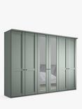 John Lewis Marlow 300cm Mirrored Hinged Wardrobe, Sage Green