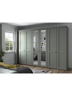John Lewis Marlow 300cm Mirrored Hinged Wardrobe - view 2, Sage Green