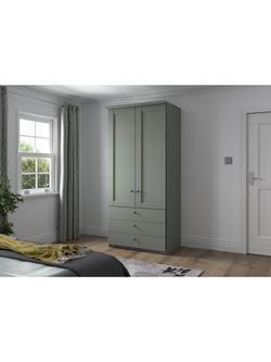 John Lewis Marlow 100cm Hinged Wardrobe with 3 Drawers - view 2, Sage Green