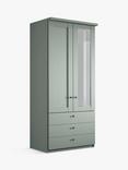 John Lewis Marlow 100cm Hinged Wardrobe with Right Mirror & 3 Drawers, Sage Green