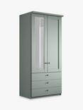 John Lewis Marlow 100cm Hinged Wardrobe with Left Mirror & 3 Drawers, Sage Green