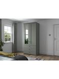 John Lewis Marlow 100cm Hinged Wardrobe with Left Mirror & 3 Drawers, Sage Green