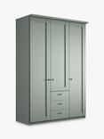 John Lewis Marlow 150cm Hinged Door Wardrobe with 3 Drawers, Sage Green