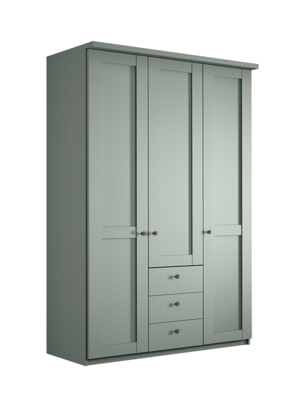 John Lewis Marlow 150cm Hinged Door Wardrobe with 3 Drawers, Sage Green