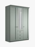 John Lewis Marlow 150cm Hinged Door Wardrobe with Mirror & 3 Drawers, Sage Green