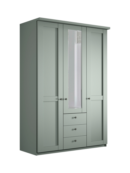 John Lewis Marlow 150cm Hinged Door Wardrobe with Mirror & 3 Drawers, Sage Green