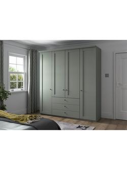 John Lewis Marlow 200cm Hinged Door Wardrobe with 3 Drawers - view 2, Sage