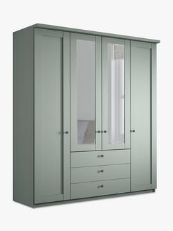 John Lewis Marlow 200cm Hinged Door Wardrobe with Mirrors & 3 Drawers, Sage