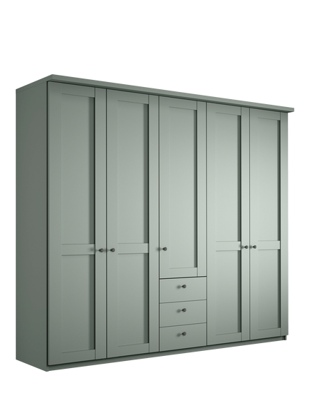 John Lewis Marlow 250cm Hinged Door Wardrobe with 3 Drawers, Sage