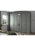 John Lewis Marlow 250cm Hinged Door Wardrobe with Mirror & 3 Drawers, Sage