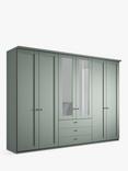 John Lewis Marlow 300cm Hinged Door Wardrobe with Mirrors & 3 Drawers, Sage