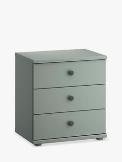 John Lewis Marlow 3 Drawer Bedside Table, 50cm, Sage Green