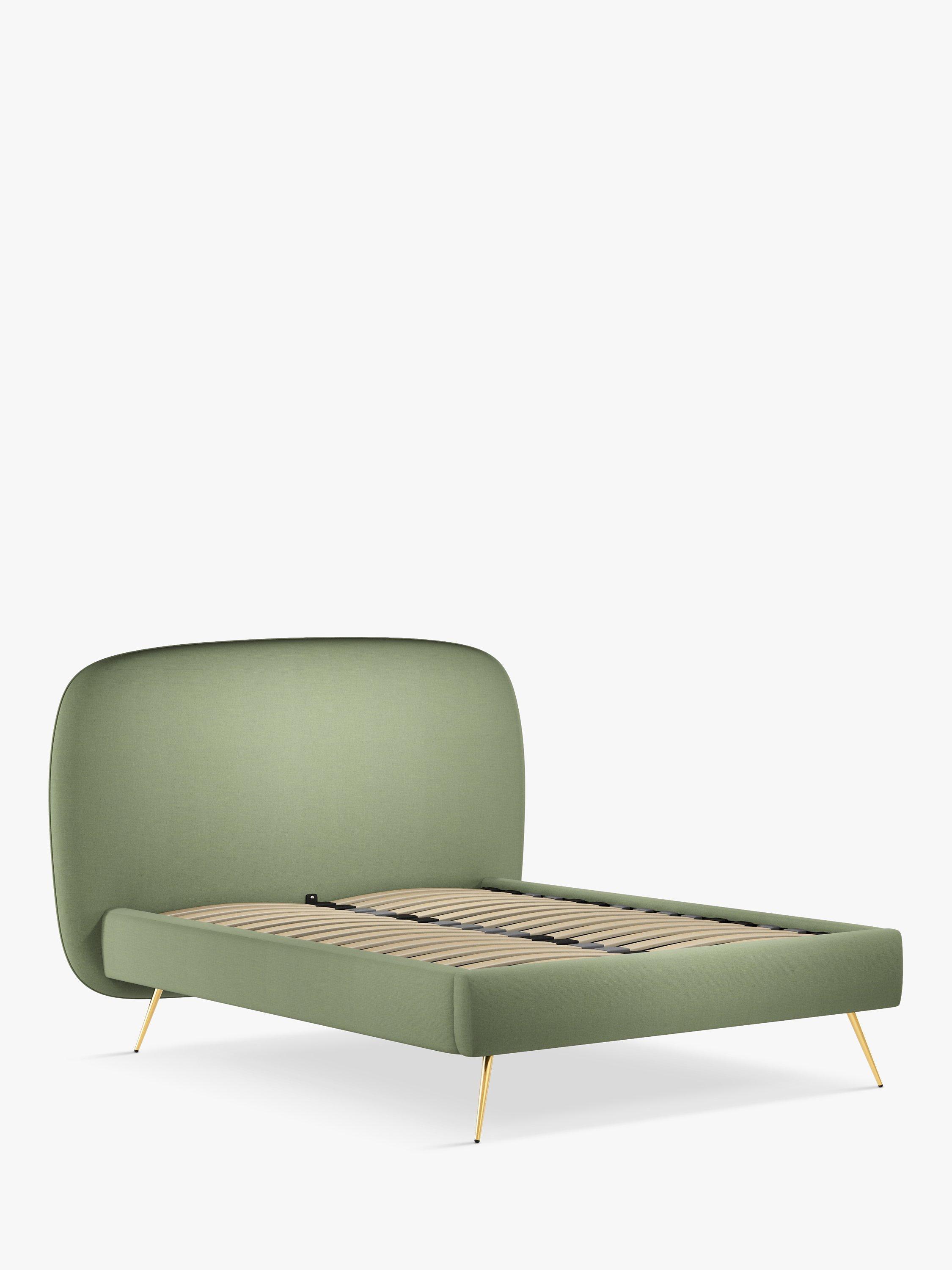 John Lewis Austin Upholstered Bed Frame, Double, Relaxed Linen Sage Green