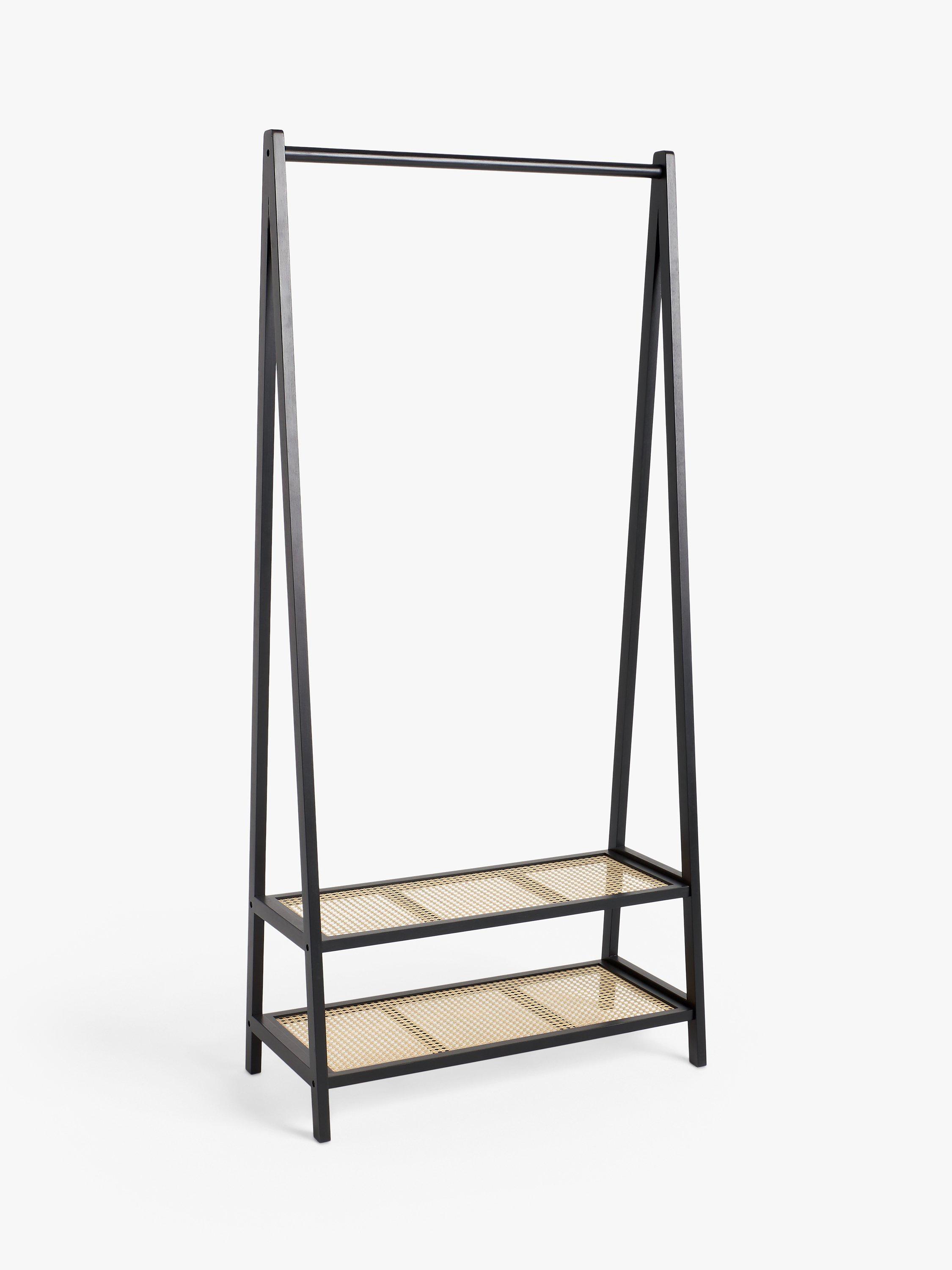 John Lewis Bamboo and Rattan Clothes Rail, Black/Natural