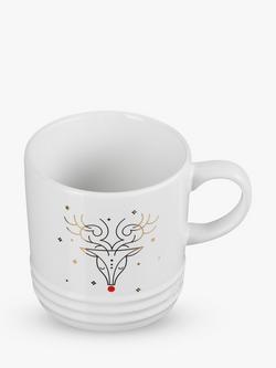 Le Creuset Noel Rudolph Stoneware Mug, 350ml, White - view 2, White