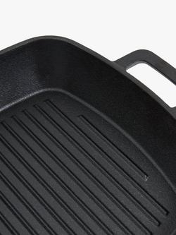 John Lewis Cast Iron Square Grill, 26cm - view 2, Black