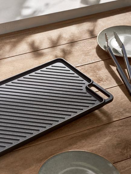John Lewis Cast Iron Rectangular Grill, 46cm - view 2, Black