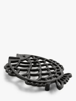 John Lewis Fish Cast Iron Trivet, Black, Black