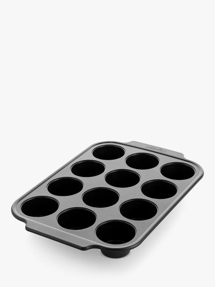 GreenPan Aluminium Ceramic Non-Stick Muffin Tin, 12 Cup, Black