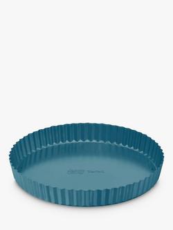 Jamie Oliver by Tefal Carbon Steel Non-Stick Round Fluted Tart Tin with Loose Bottom, 24cm, Blue, Navy