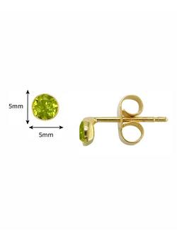 E.W Adams 9ct Gold Round Stud Earrings - view 2, Gold/Peridot