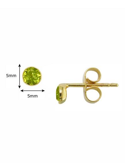 E.W Adams 9ct Gold Round Stud Earrings - view 2, Gold/Peridot