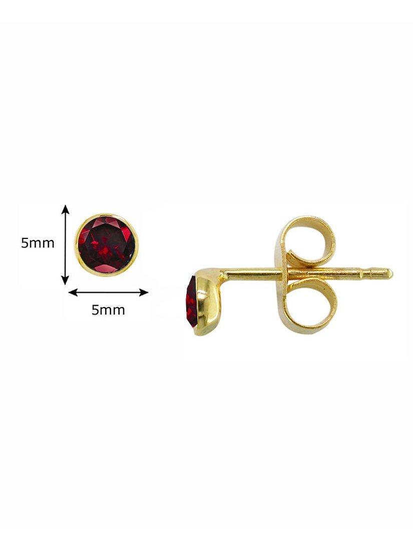 Product image 2 of 4, which shows E.W Adams 9ct Gold Round Stud Earrings, Gold/Garnet
