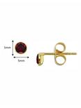 E.W Adams 9ct Gold Round Stud Earrings, Gold/Garnet