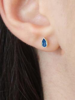 E.W Adams 9ct Gold Pear Cut Topaz Stud Earrings, Gold/Blue - view 2, Gold/Blue