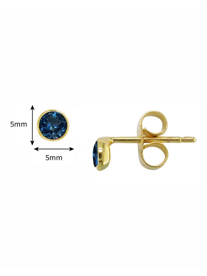 Product image 2 of 4, which shows E.W Adams 9ct Gold Round Stud Earrings, Gold/Topaz