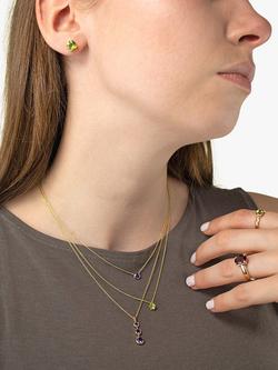 E.W Adams 9ct Gold Round Pendant Necklace - view 2, Gold/Amethyst