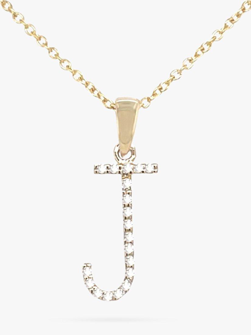 Product image 1 of 3, which shows E.W Adams 9ct Gold Diamond Initial Pendant Necklace, J