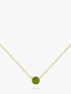 E.W Adams 9ct Gold Round Pendant Necklace, Gold/Peridot