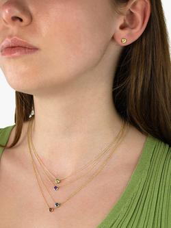 E.W Adams 9ct Gold Round Pendant Necklace - view 2, Gold/Peridot