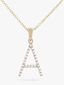E.W Adams 9ct Gold Diamond Initial Pendant Necklace, A
