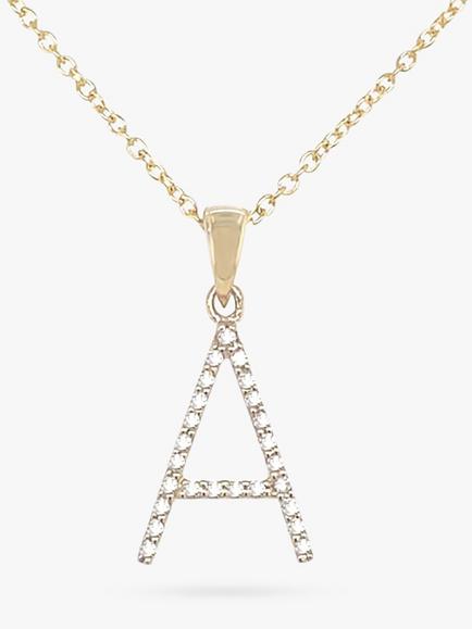 E.W Adams 9ct Gold Diamond Initial Pendant Necklace, A