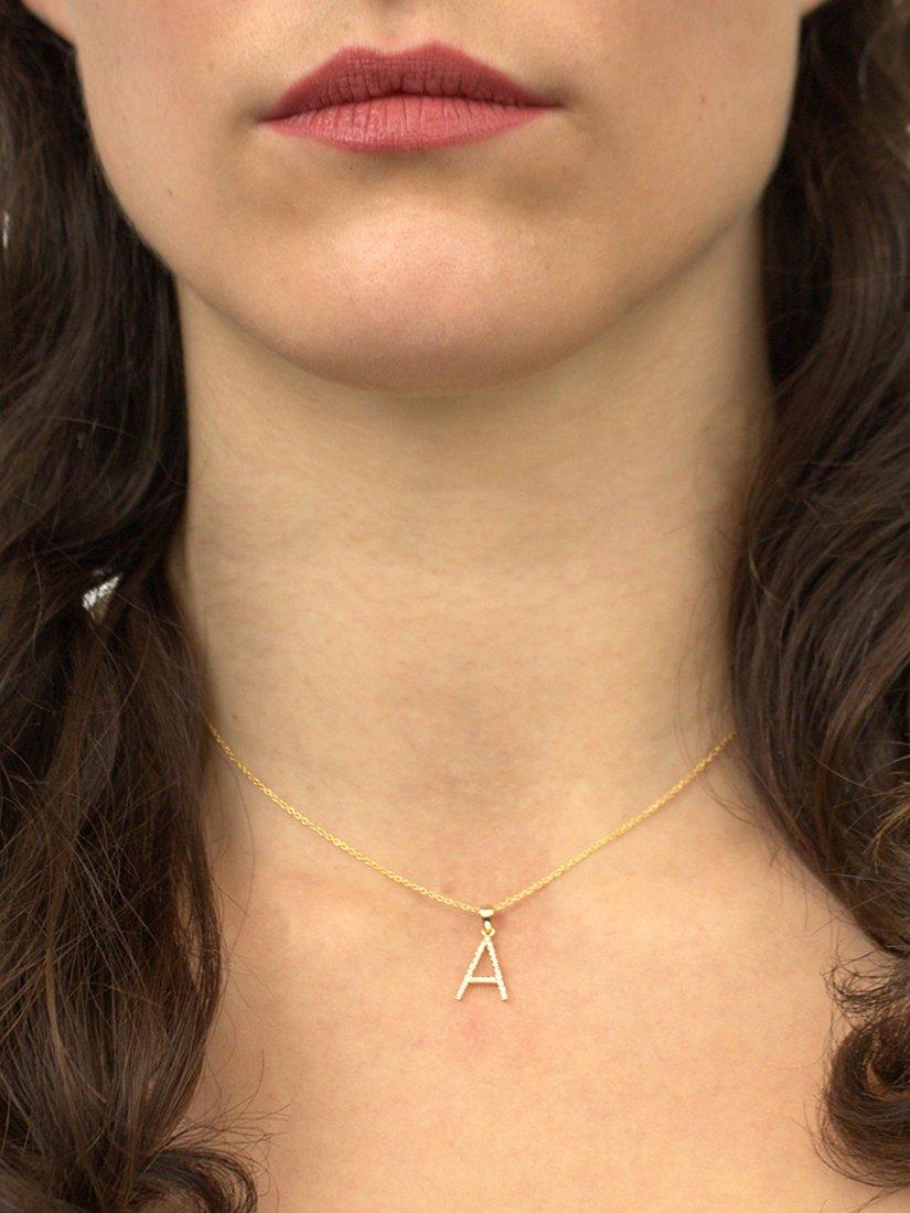 Product image 2 of 3, which shows E.W Adams 9ct Gold Diamond Initial Pendant Necklace, A