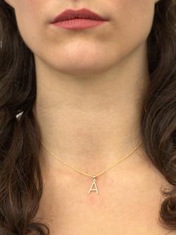 E.W Adams 9ct Gold Diamond Initial Pendant Necklace - view 2, A