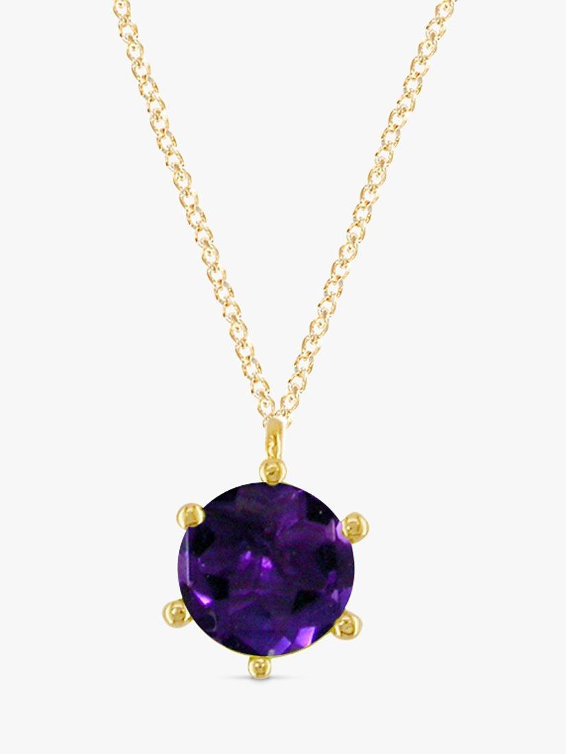 Product image 1 of 3, which shows E.W Adams 9ct Gold Claw Set Amethyst Pendant Necklace, Gold/Purple
