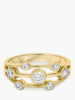 E.W Adams 18ct Yellow Gold Triple Row Diamond Ring, N - view 2, Yellow