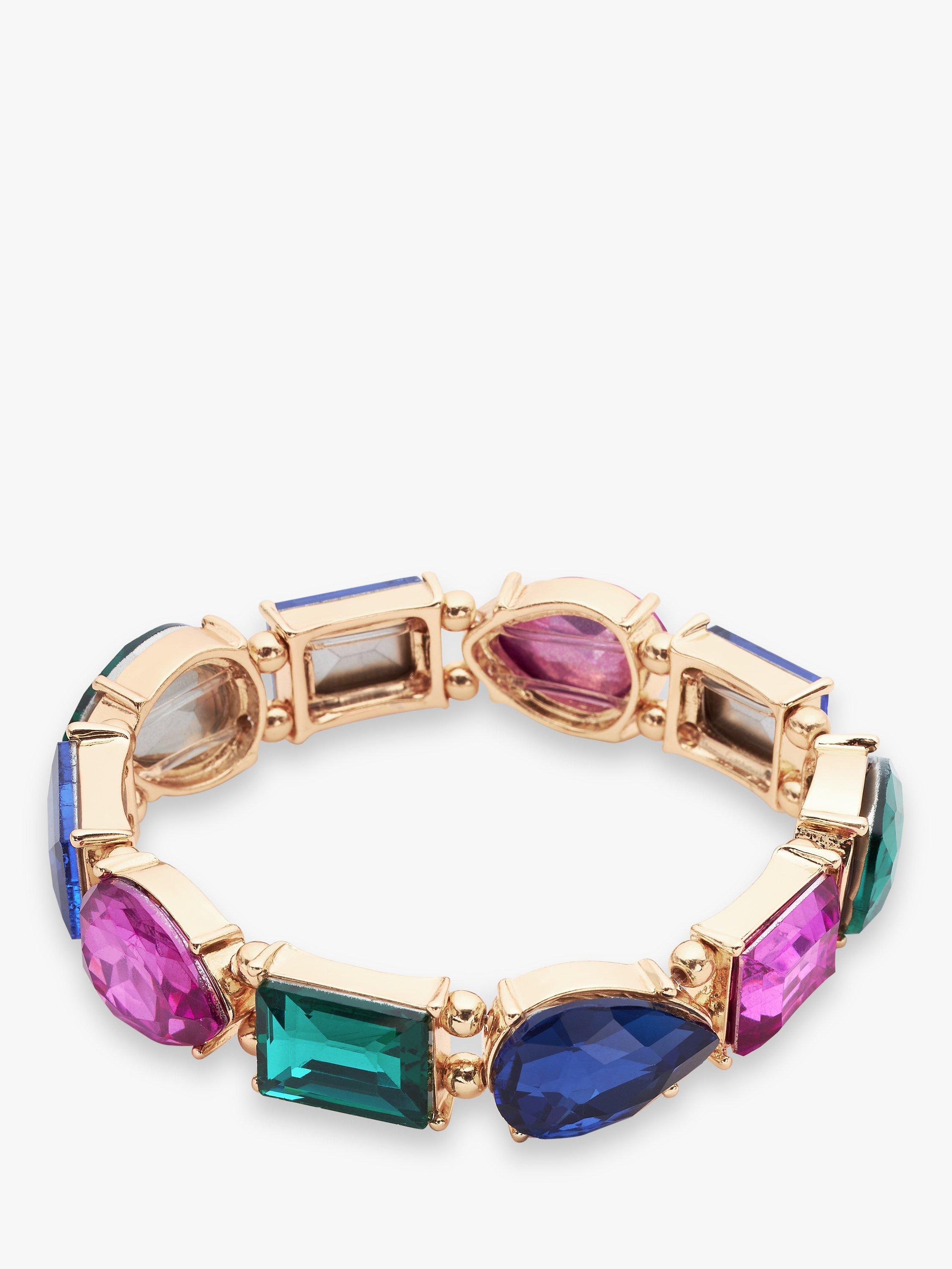 John Lewis Multi Stone Statement Stretch Bracelet, Gold/Multi