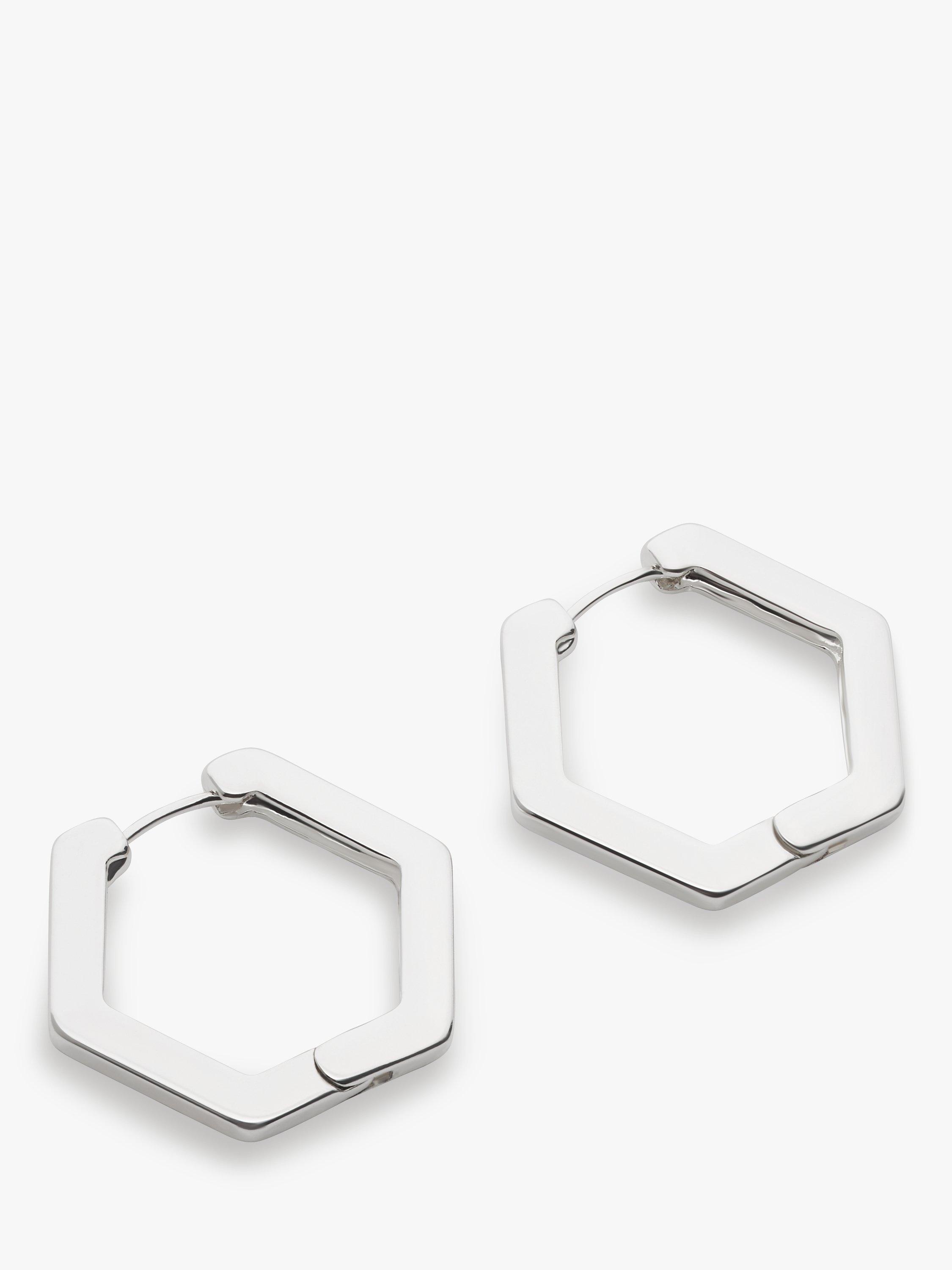 John Lewis Hexagonal Hoop Earrings, Silver